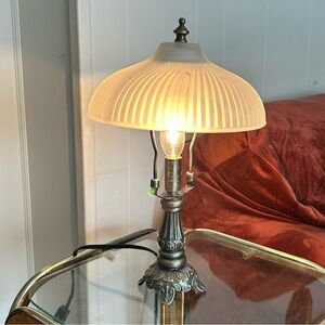 Vintage Table Lamp with Fluted Glass Shade